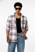 MEN’S PLAID SHACKET SHIRT – MAROON CHECK WINTER WEAR