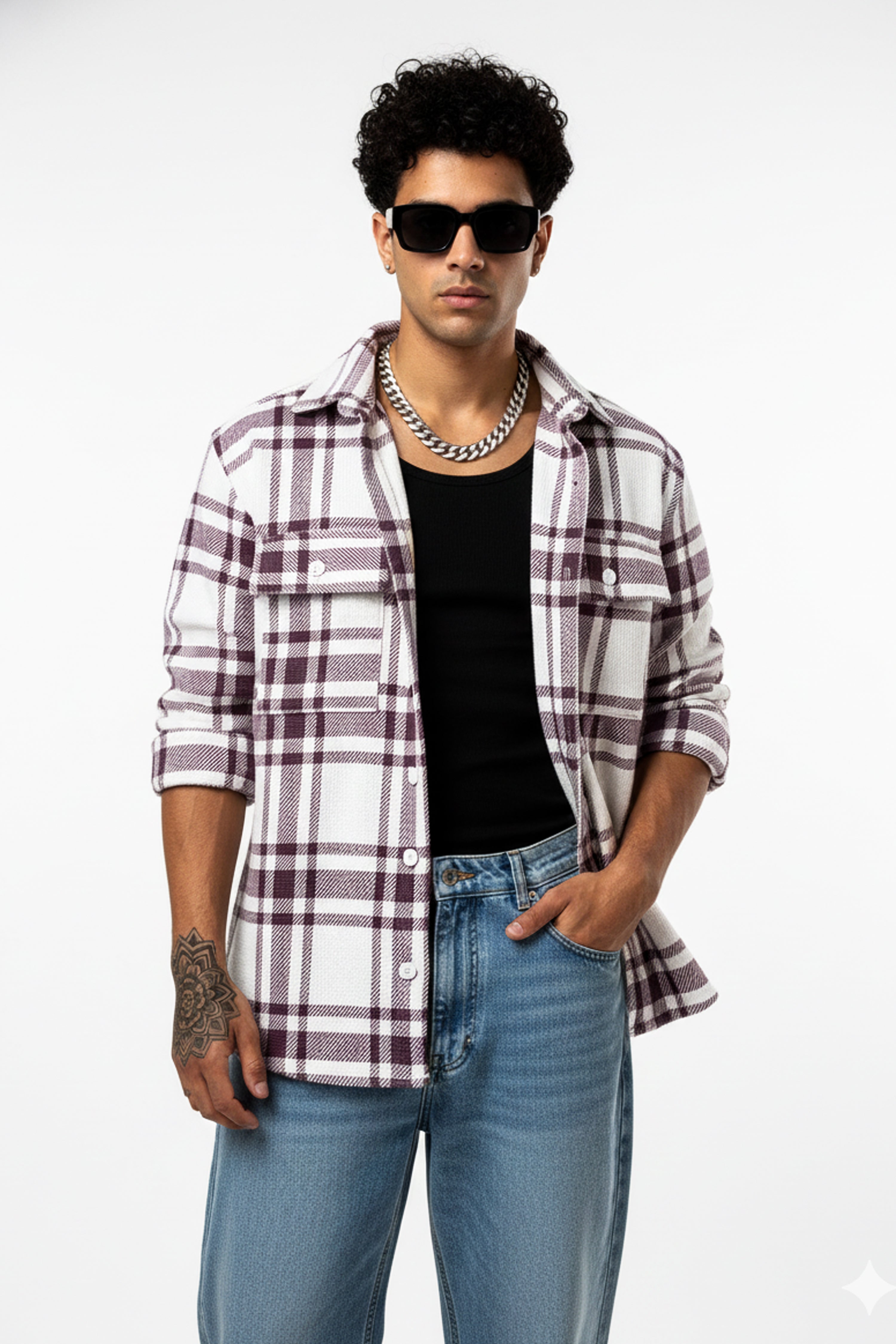 MEN’S PLAID SHACKET SHIRT – MAROON CHECK WINTER WEAR