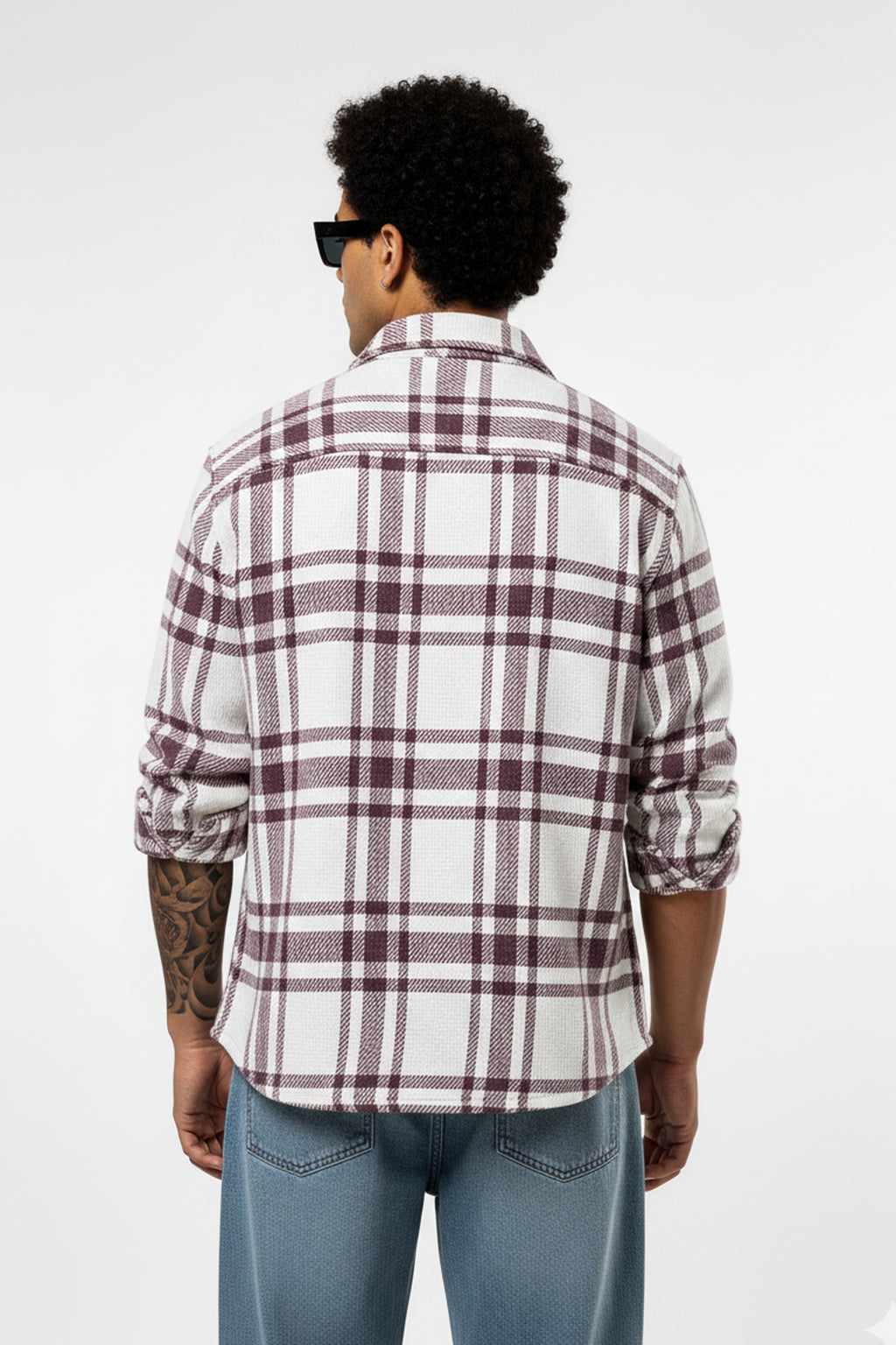 MEN’S PLAID SHACKET SHIRT – MAROON CHECK WINTER WEAR