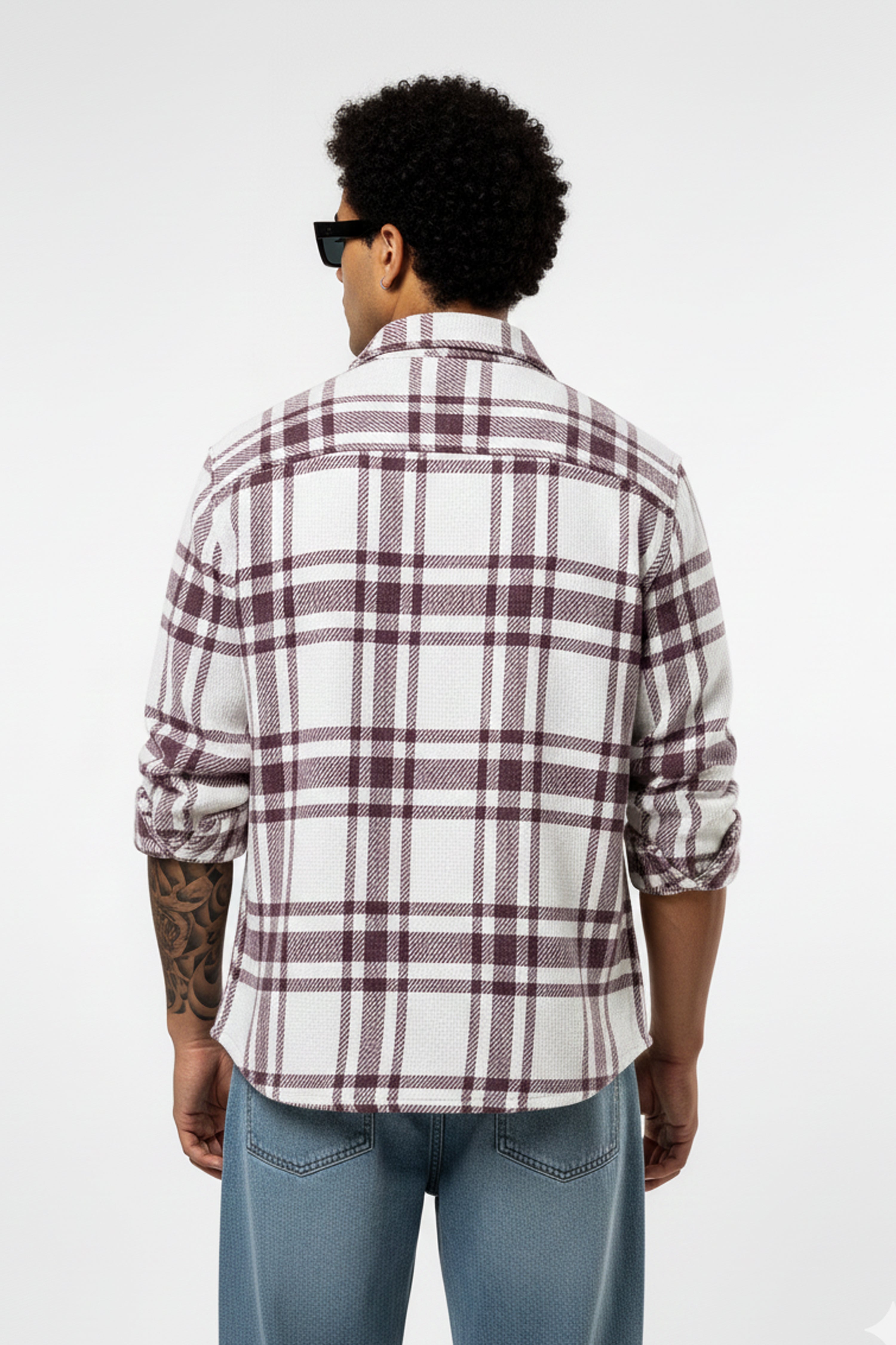 MEN’S PLAID SHACKET SHIRT – MAROON CHECK WINTER WEAR